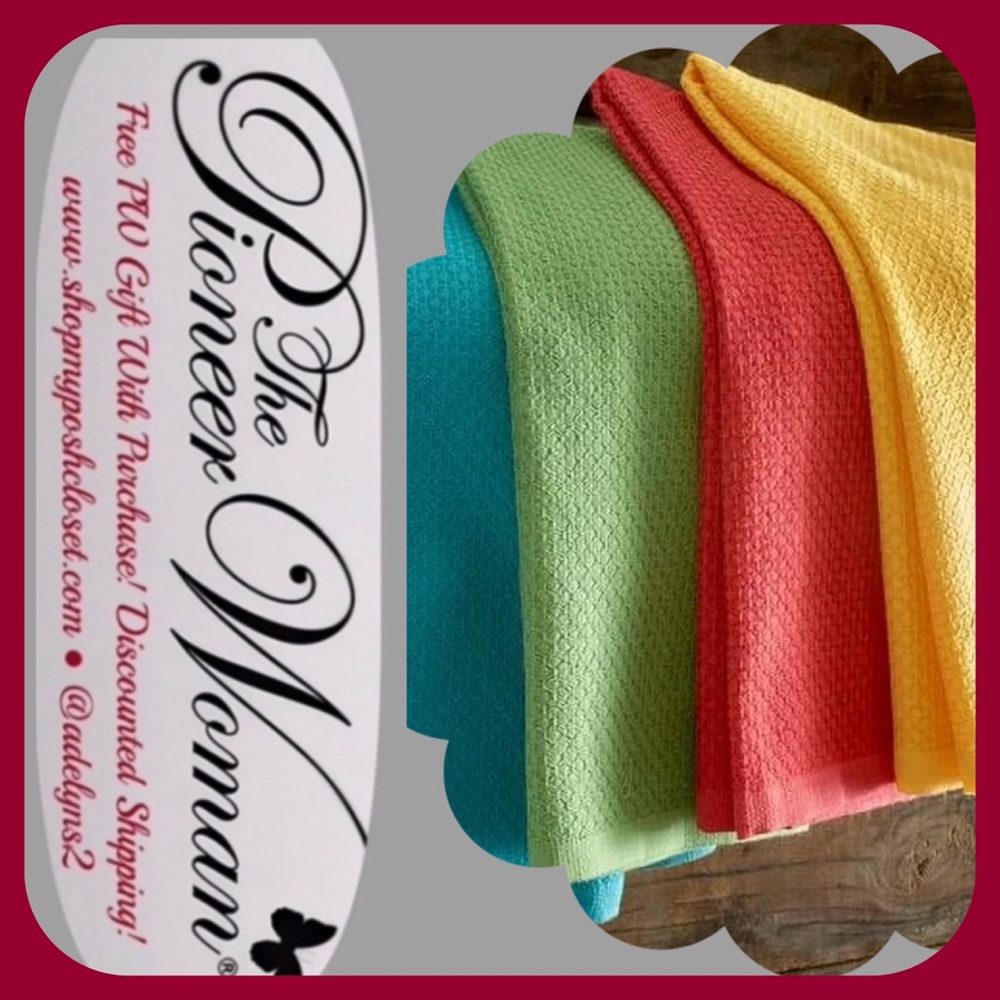 🌺 Last Set 🌺 New Pioneer Woman Honeycomb Kitchen Towel Set, Multicolor, 4 Piece - Picture 7 of 8